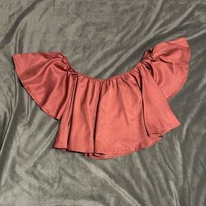 Off-the-Shoulder Ruffled Crop Top in Mauve